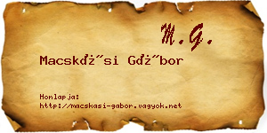 Macskási Gábor névjegykártya